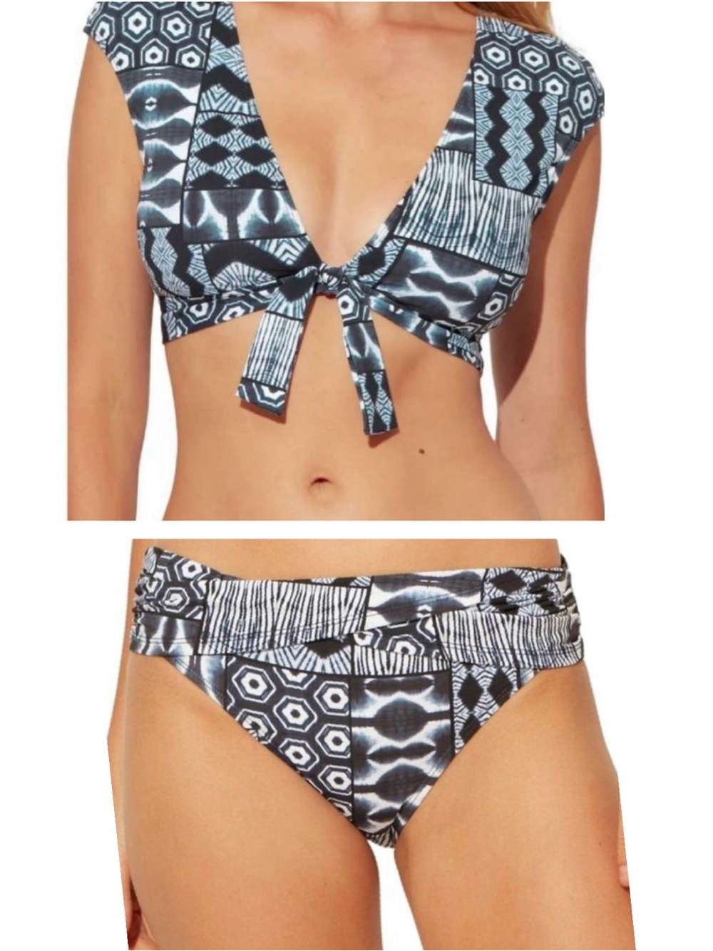 Bleu Rod Beattie Island Time Cap Sleeve Bikini Sarong Bottom Blue White Sz 8